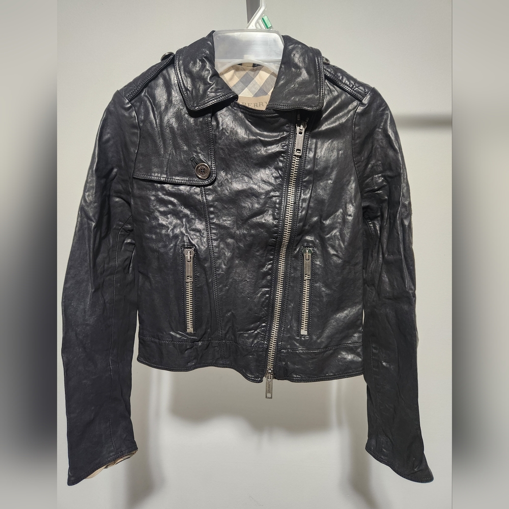 Burberry Leather Biker Womens Jacket XS